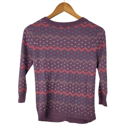 Modcloth Cardigan Sweater Size Small Purple Teal Pink Stripe 3/4 Sleeve Pinup - Picture 3 of 5